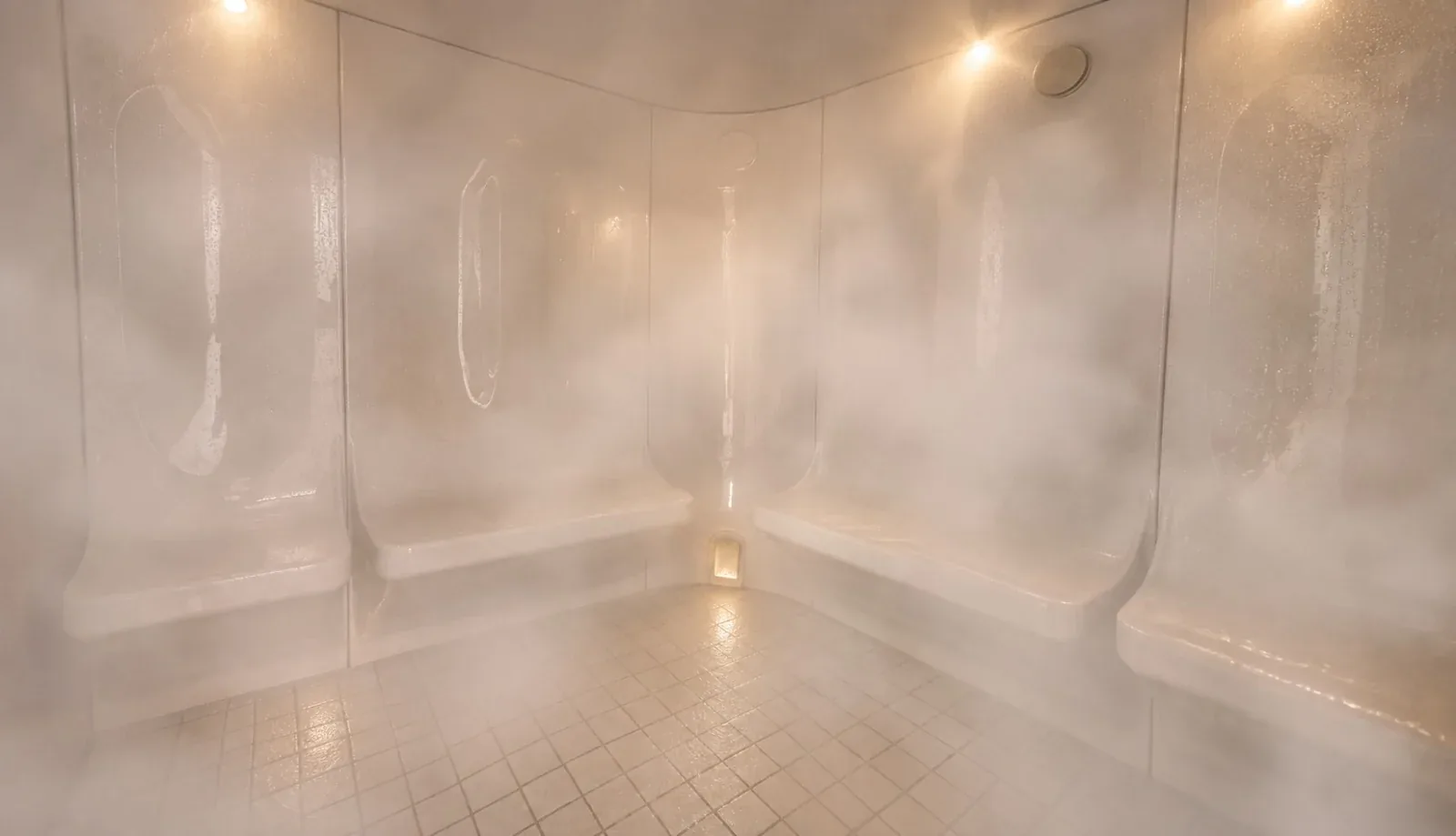 Dampfbad mit Sitzbänken im Serenya Spa